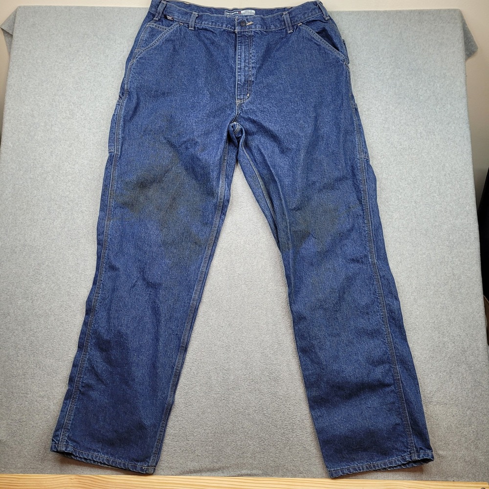 Carhartt FR Carpenter Pants Mens 40x36 Blue Flame Resistant Loose Fit FRB13-DNM